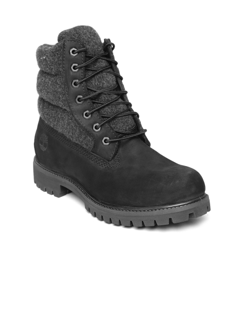 

Timberland Men Black & Grey Colourblocked 6" Premium PUFFR BT Casual Leather Flat Boots