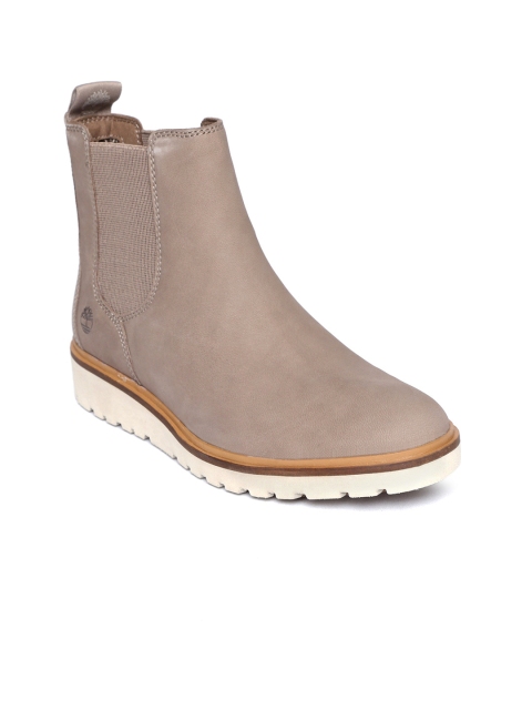 

Timberland Women Taupe Mid-Top Leather Ellis ST Flat Boots