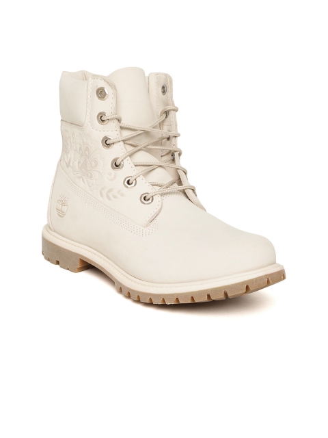 

Timberland Women Off-White 6-inch Premium Lace Embossed Flat Boots