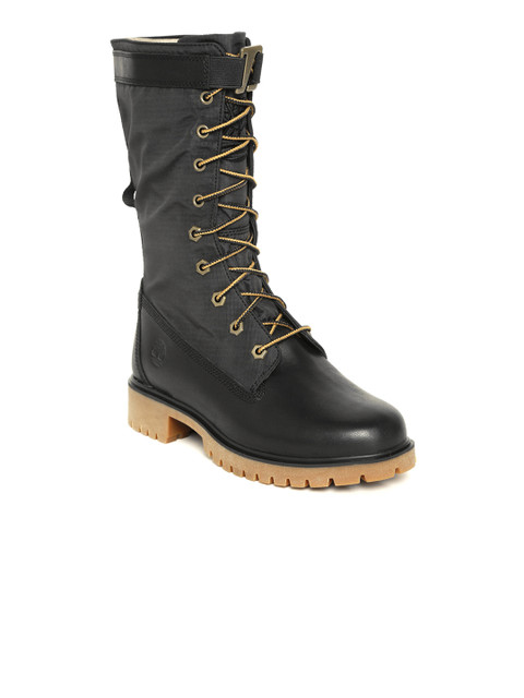 

Timberland Women Black Leather Kamela PT Gaiter High-Top Flat Boots