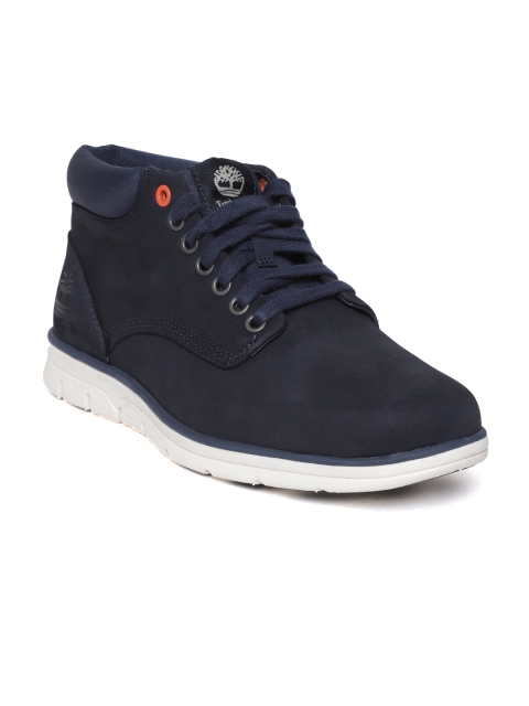 

Timberland Men Navy Blue Bradstreet ADVCHK Nubuck Mid-Top Sneakers