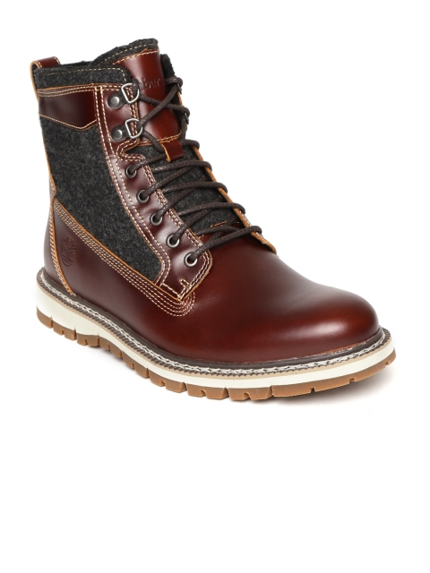

Timberland Men Brown Britton Hill Nxtwool Mixed-Media Flat Boots