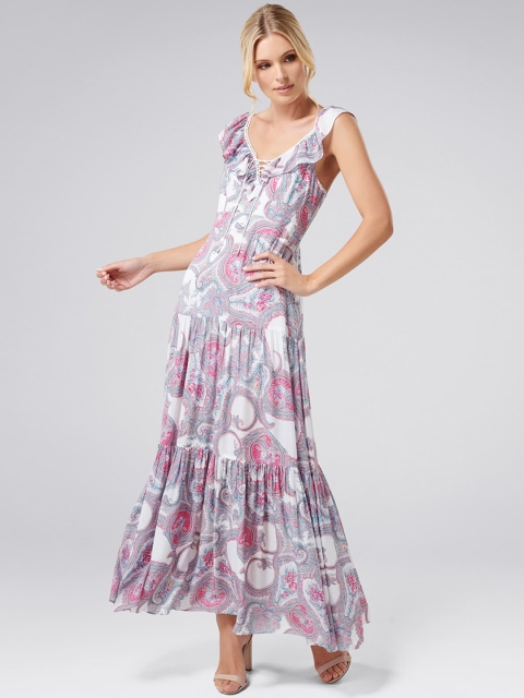 

Forever New Women Pink & Grey Printed Maxi Dress
