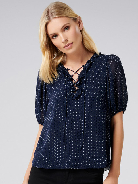 

Forever New Women Navy Blue Printed Top