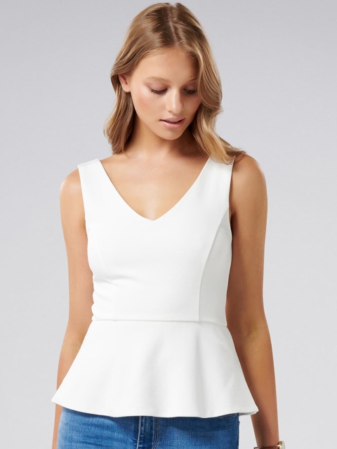 

Forever New Women White Solid Peplum Top