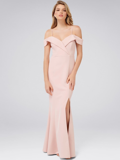 

Forever New Women Pink Solid Maxi Dress, Nude