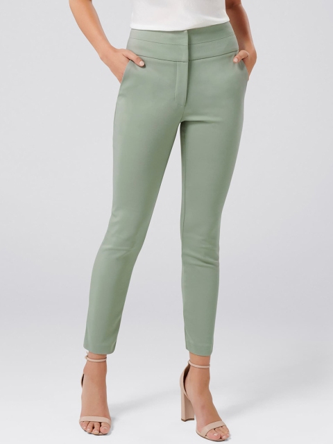 

Forever New Women Green Slim Fit Solid Regular Trousers