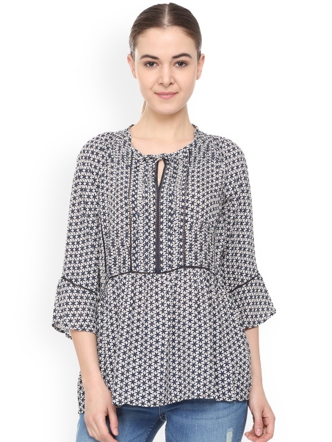 

Van Heusen Woman Women Blue Printed A-Line Top