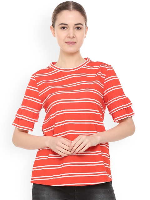 

Van Heusen Woman Women Red Striped A-Line Top