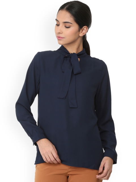 

Van Heusen Woman Women Navy Blue Solid A-Line Top