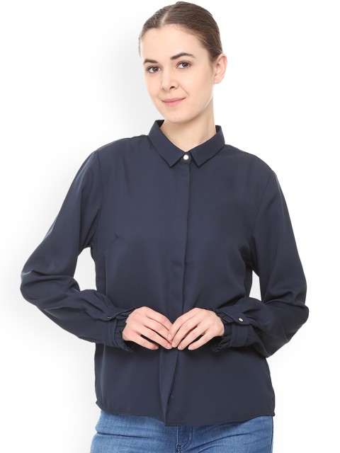 

Van Heusen Woman Women Navy Blue Solid Shirt Style Top