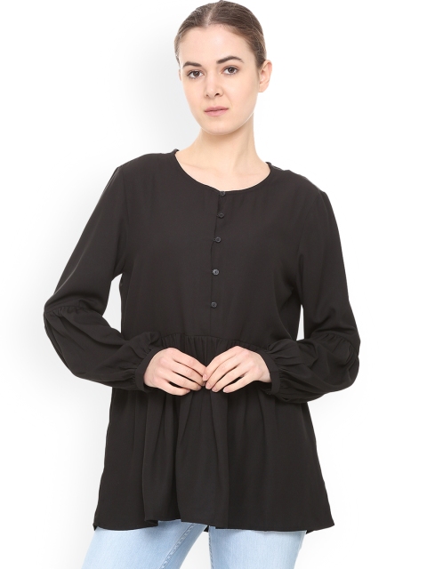 

Van Heusen Woman Women Black Solid Shirt Style Top