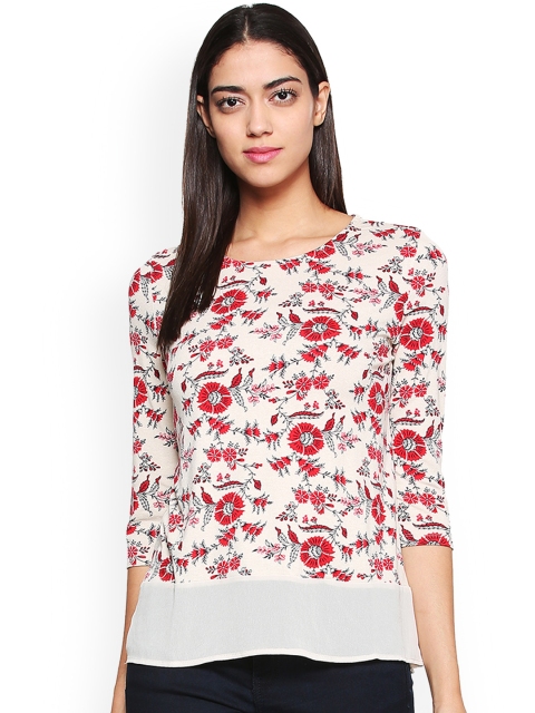 

Van Heusen Woman Women Cream-Coloured Printed Top