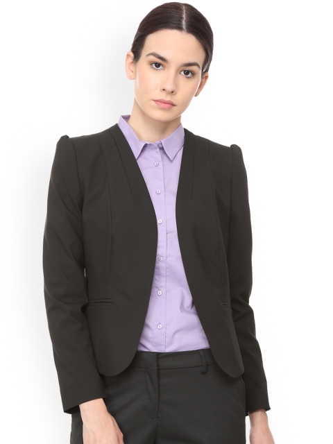 

Van Heusen Woman Black Solid Regular-Fit Single-Breasted Blazer