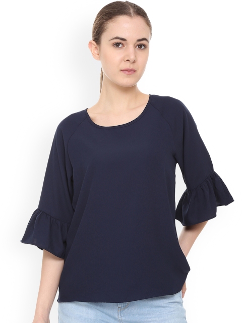 

Van Heusen Woman Women Navy Blue Solid A-Line Top