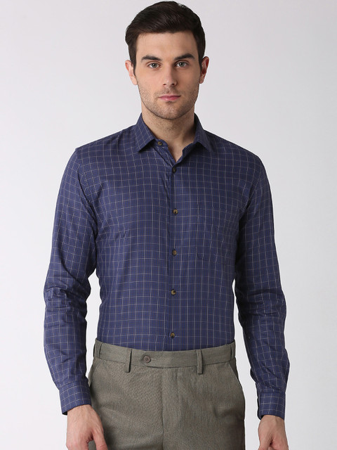 

Peter England Elite Men Blue Slim Fit Checked Formal Shirt