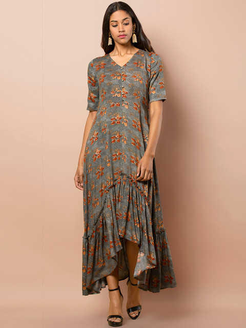 

INDYA Grey Printed Tunic