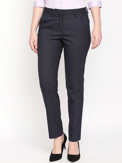 

Annabelle by Pantaloons Women Navy Blue Slim Fit Solid Formal Trousers