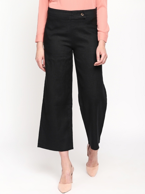 

Annabelle by Pantaloons Women Black Regular Fit Solid Cropped Parallel Trousers