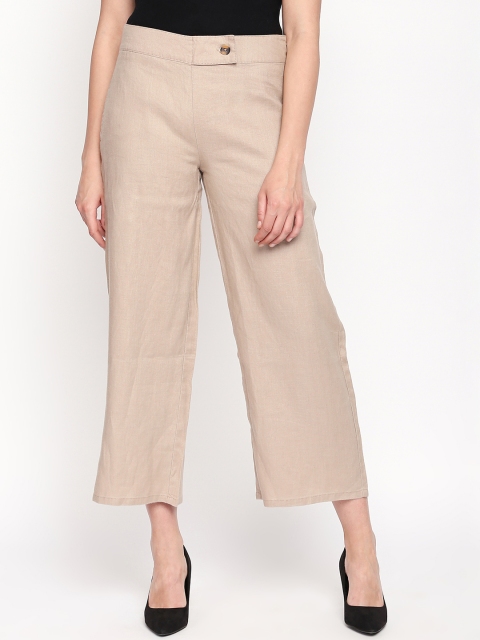 

Annabelle by Pantaloons Women Beige Regular Fit Solid Cropped Parallel Trousers
