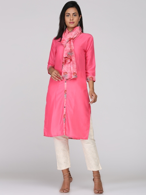 

Soch Women Pink Printed Straight Kurta