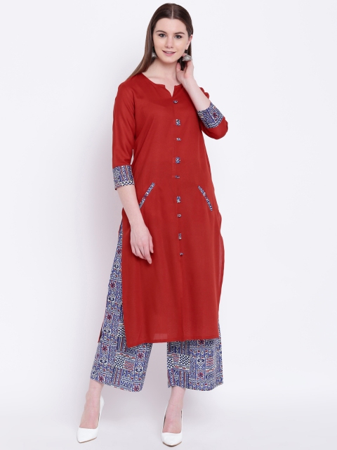 

Khushal K Women Red Printed Kurti with Palazzos