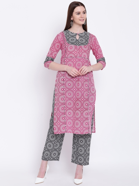 

Khushal K Women Pink & Grey Printed Kurti with Palazzos