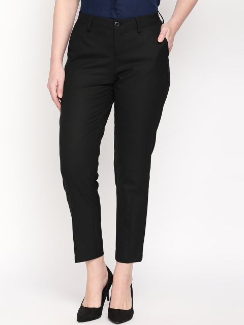 

Annabelle by Pantaloons Women Black Slim Fit Solid Cropped Formal Trousers