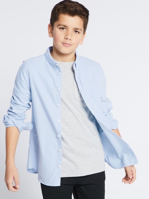 

Marks & Spencer Boys Blue Regular Fit Solid Casual Shirt
