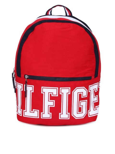 

Tommy Hilfiger Men Red Brand Logo Printed Backpack