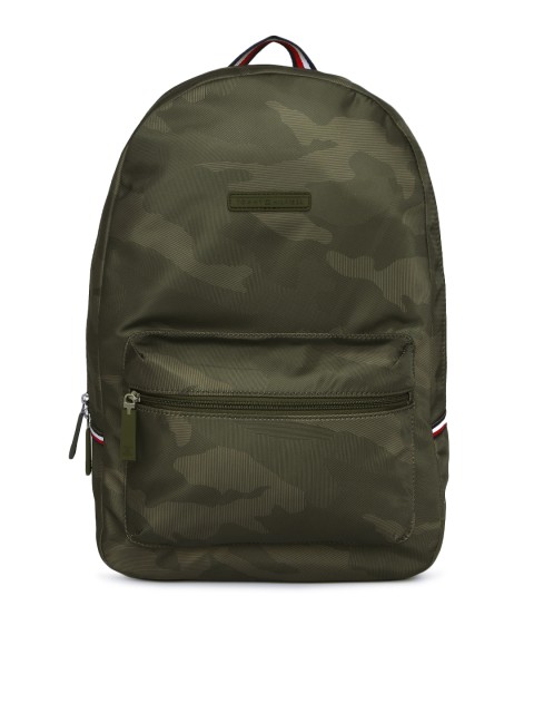 

Tommy Hilfiger Men Olive Green & Grey Printed Backpack