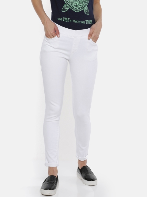 

De moza Women White Solid Slim-Fit Jeggings