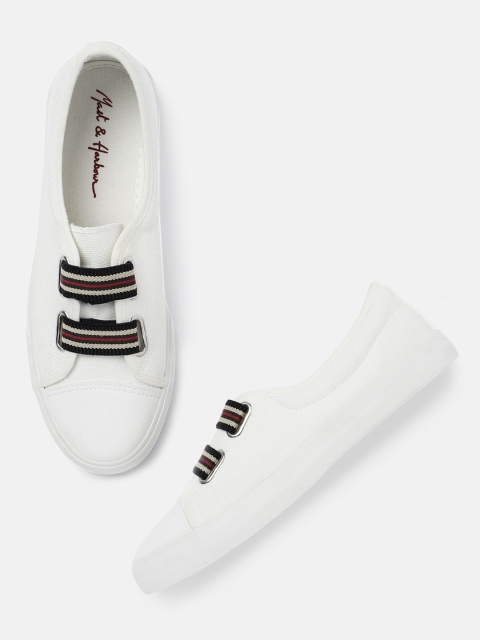 

Mast & Harbour Women White Solid Slip-On Sneakers
