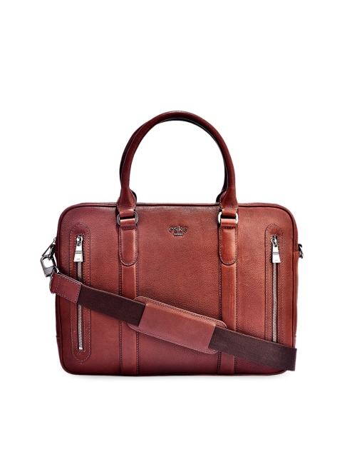 

Eske Men Tan Brown Solid Leather Laptop Bag