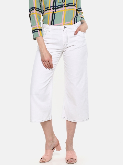 

ONLY Women White Sonny Fit High-Rise Clean Look Cropped Jeans