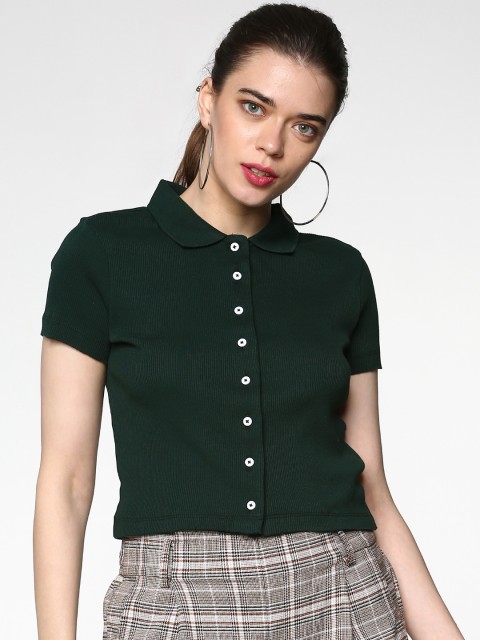 

ONLY Women Green Regular Fit Solid Casual Shirt