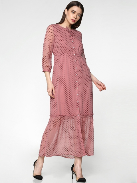 

ONLY Women Pink Self Design Maxi Dress