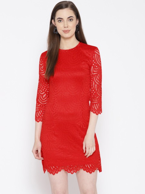 

ONLY Women Red Lace Sheath Dress