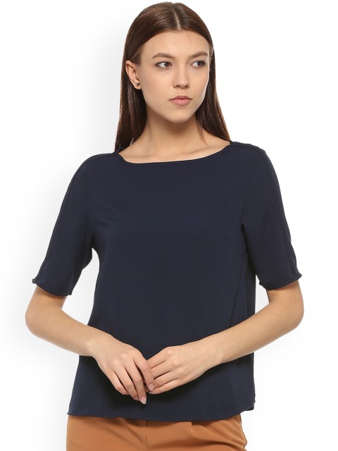 

Allen Solly Women Navy Blue Solid Top