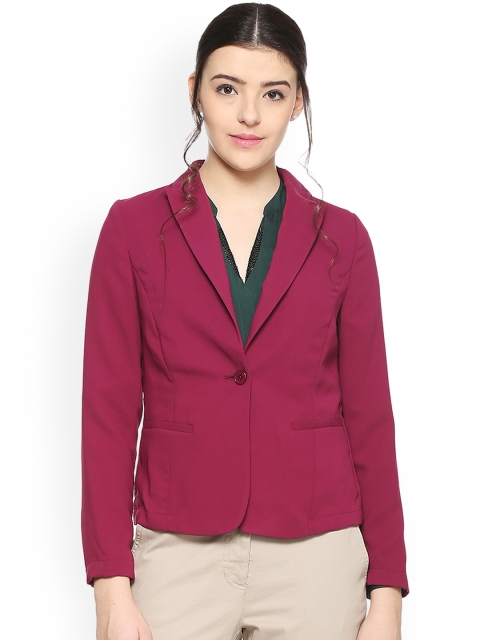

Allen Solly Woman Pink Solid Regular-Fit Single-Breasted Blazer