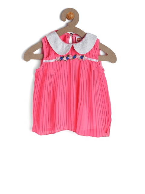 

612 league Girls Pink Solid Shirt Style Top