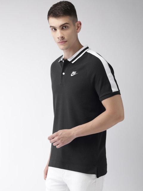 

Nike Men Black Solid Standard Fit Sports Polo Collar T-shirt