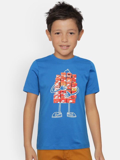 

Nike Boys Blue Printed Round Neck NSW TEE SNEAKER SPREE T-shirt