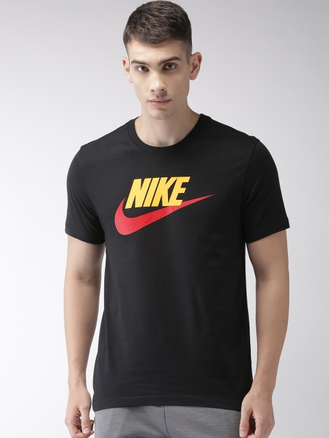 

Nike Men Black Printed Standard Fit Icon Futura Round Neck Sports T-shirt