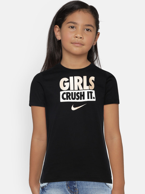 

Nike Girls Black Printed Round Neck NSW TEE CRUSH IT T-shirt