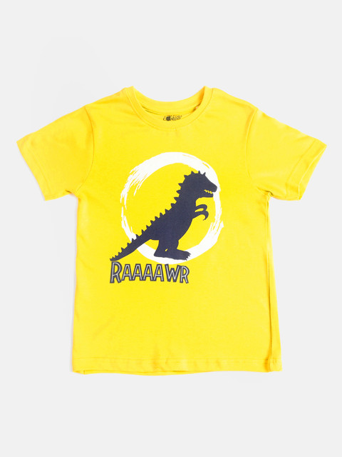 

The Talking Canvas Unisex Yellow Solid Round Neck T-shirt