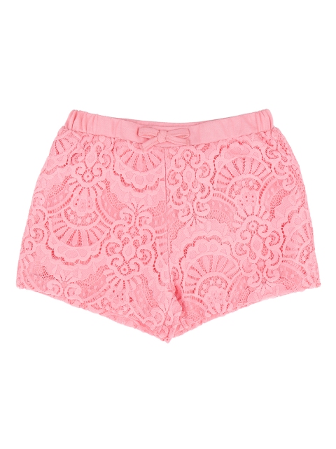 

Pantaloons Junior Girls Coral Pink Self Design Regular Fit Regular Shorts