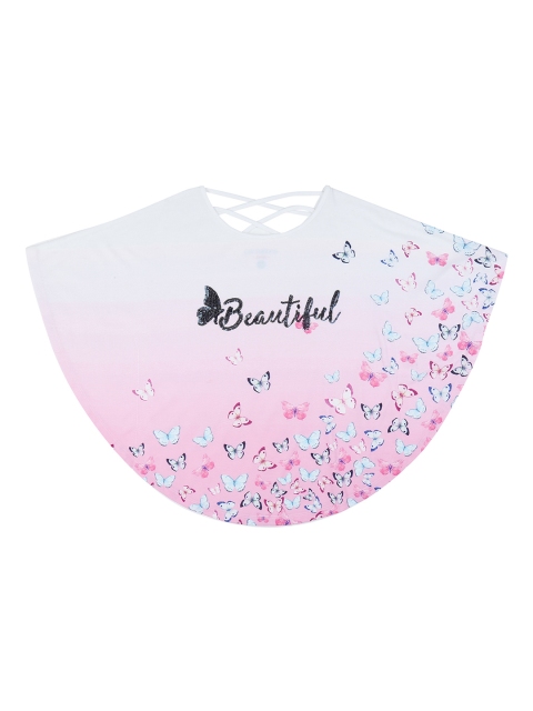 

Pantaloons Junior Girls Pink & White Printed Cape Top