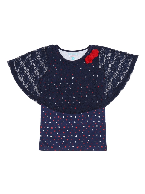 

Pantaloons Junior Girls Blue Printed Cape Top