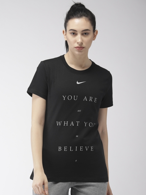 

Nike Women Black Printed NSW BELIEVE FS Round Neck Sports T-shirt